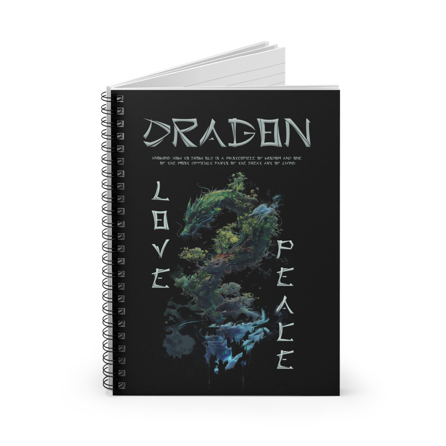 Spiral Notebook - Ruled Line - Dragon Black